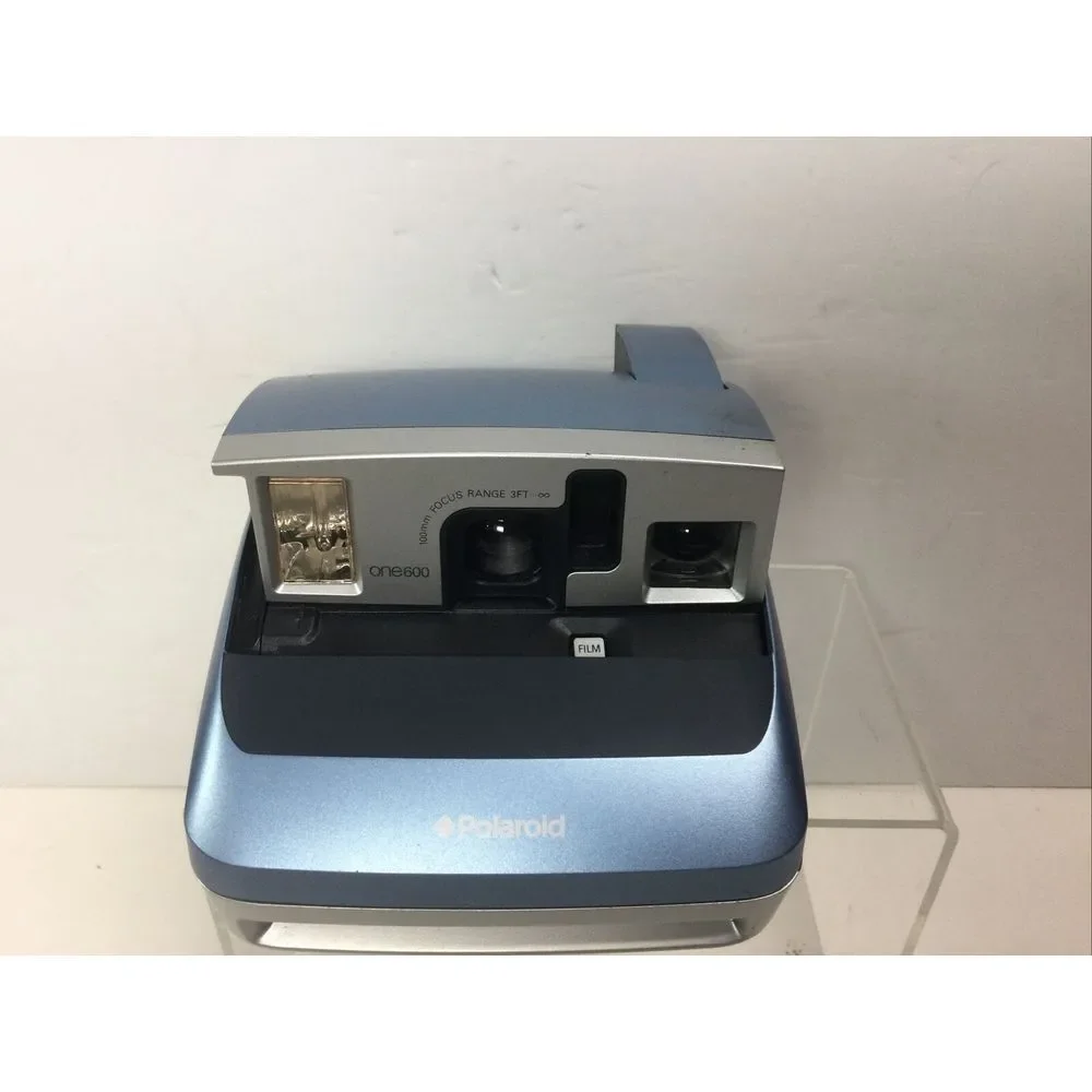 Vintage Polaroid One600 Instant Flash Film Camera‎ Blue Silver